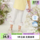 7A抗菌 微喇小童夏装 女童裤 宝宝甜美七分裤 百搭儿童打底裤 子夏季