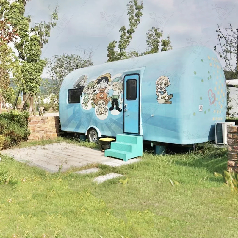 大型铁艺营地牵引房车 景区户外拖挂式静态房车 奶茶咖啡售卖车