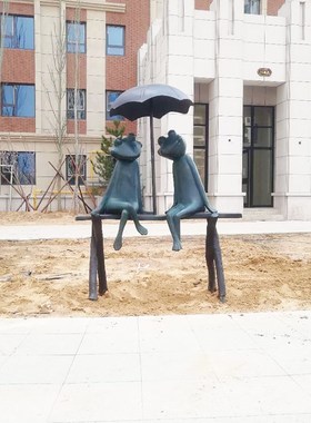 抽象艺术铜雕小品座椅青蛙玻璃钢动物雕塑园林户外景观装饰摆件