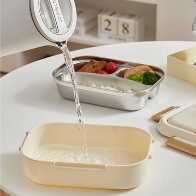 女生高颜值儿童饭盒小学生女童分隔不锈钢餐盒学生专用三格初中生