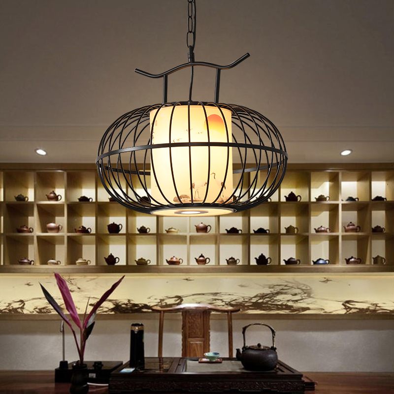 新中式火锅店吊灯带射灯复古餐厅饭店工程设计师民宿走廊灯笼灯