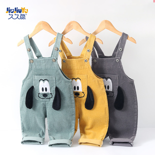 宝宝背带裤春秋按扣开档男童儿童灯芯绒加绒女宝一岁婴儿秋冬裤子