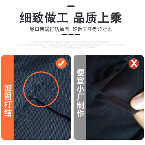 PUSSEN新款秋季大褂工作服青年男女搬货防脏劳保服长款蓝色挂子