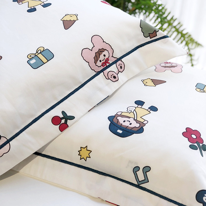 A类全棉薄款60支长绒棉儿童枕套 卡通乳胶枕套小孩枕头罩48*74CM