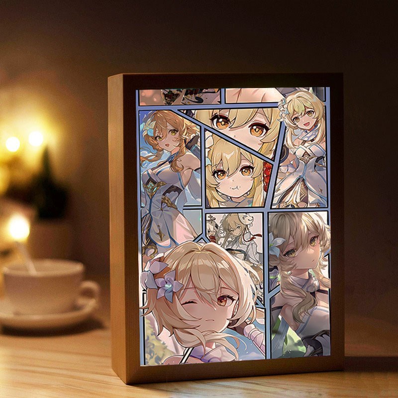 原神周边手办灯光画摆件小夜灯散兵芙宁娜魈胡桃神里绫华海报立牌