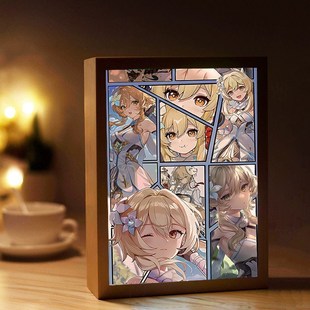 原神周边手办灯光画摆件小夜灯散兵芙宁娜魈胡桃神里绫华海报立牌