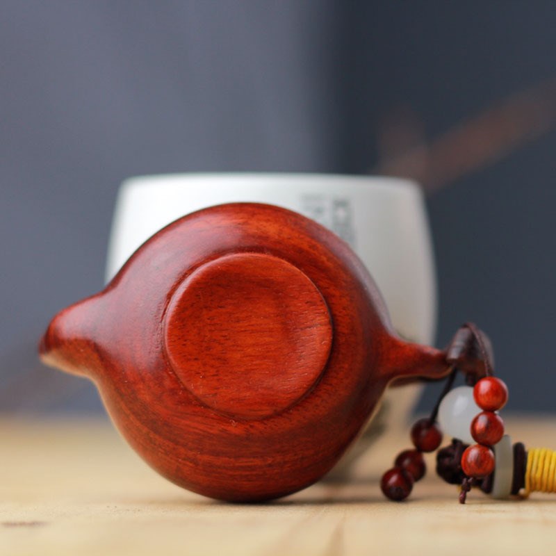 赞比亚血檀紫檀木把把壶随身文玩手把件元宝茶壶挂件汽车内饰摆件