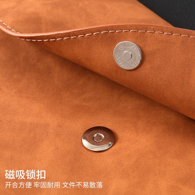 商务皮质文件袋A4纸文件包便携按扣防水加厚大容量高端办公合同会