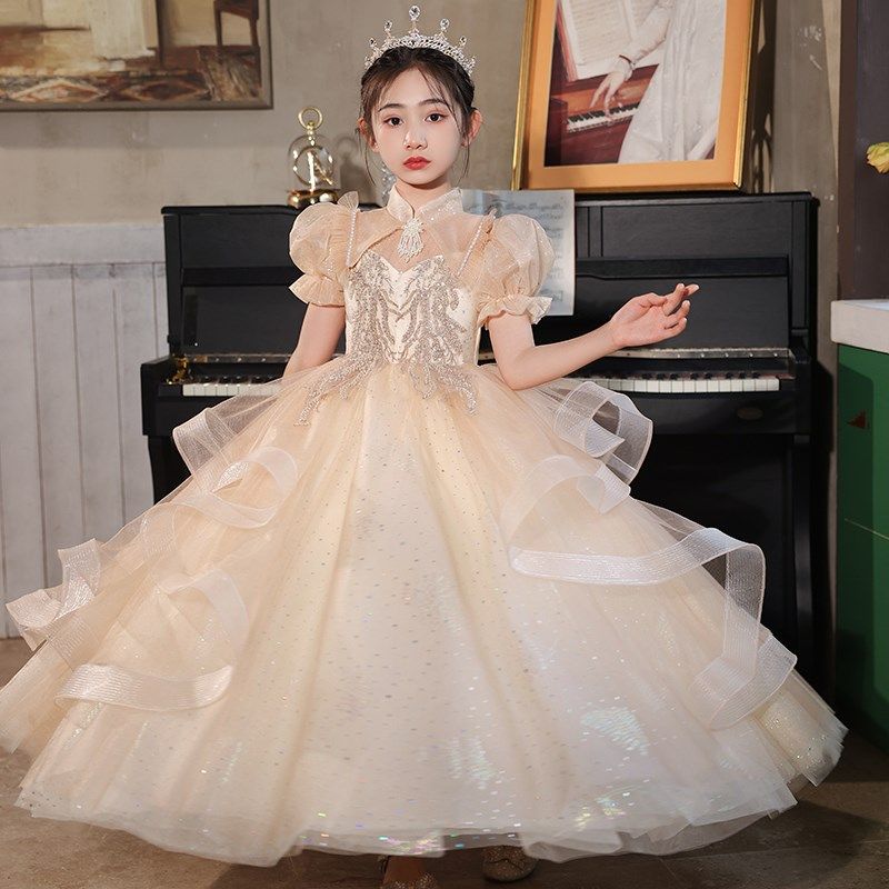 儿童晚礼服十岁女孩生日宴高级感公主裙女童主持人钢琴演出服高端图片