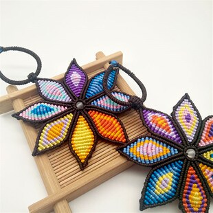 【时光与美】包包挂饰波西米亚热带风花盘中国结挂件DIY材料包