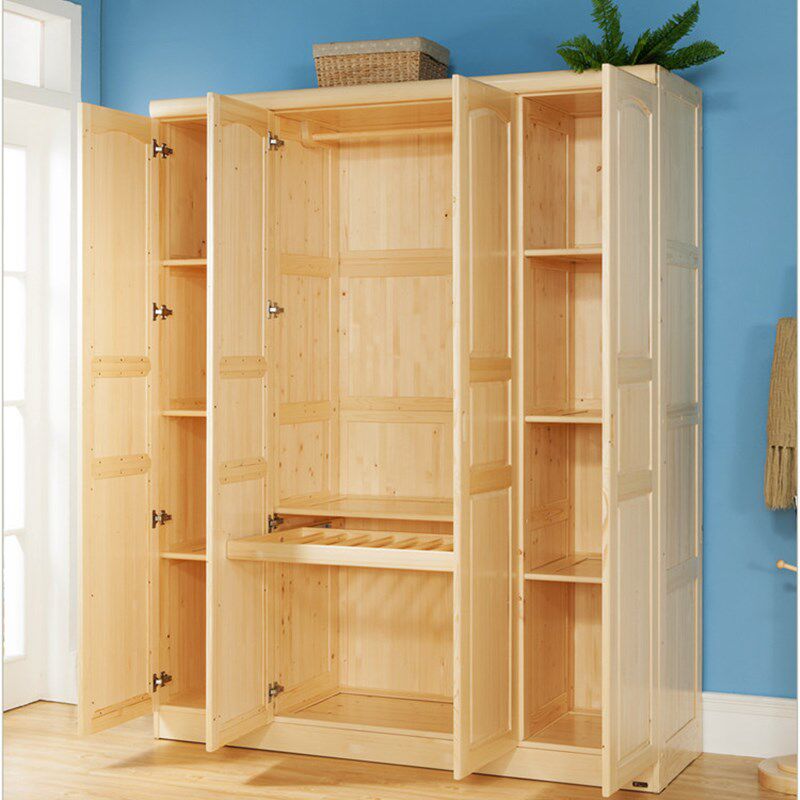 实木大衣柜2米四门松衣橱带裤架木质儿童成人环保经济型,住宅家具,独立衣柜,淘宝优惠券,粉丝福利购,淘宝优惠卷