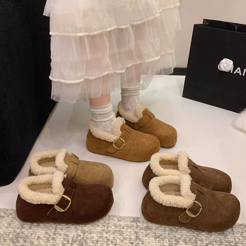 厚底勃肯鞋女加绒保暖雪地靴2025年新款冬季丑萌鞋内增高博肯棉鞋