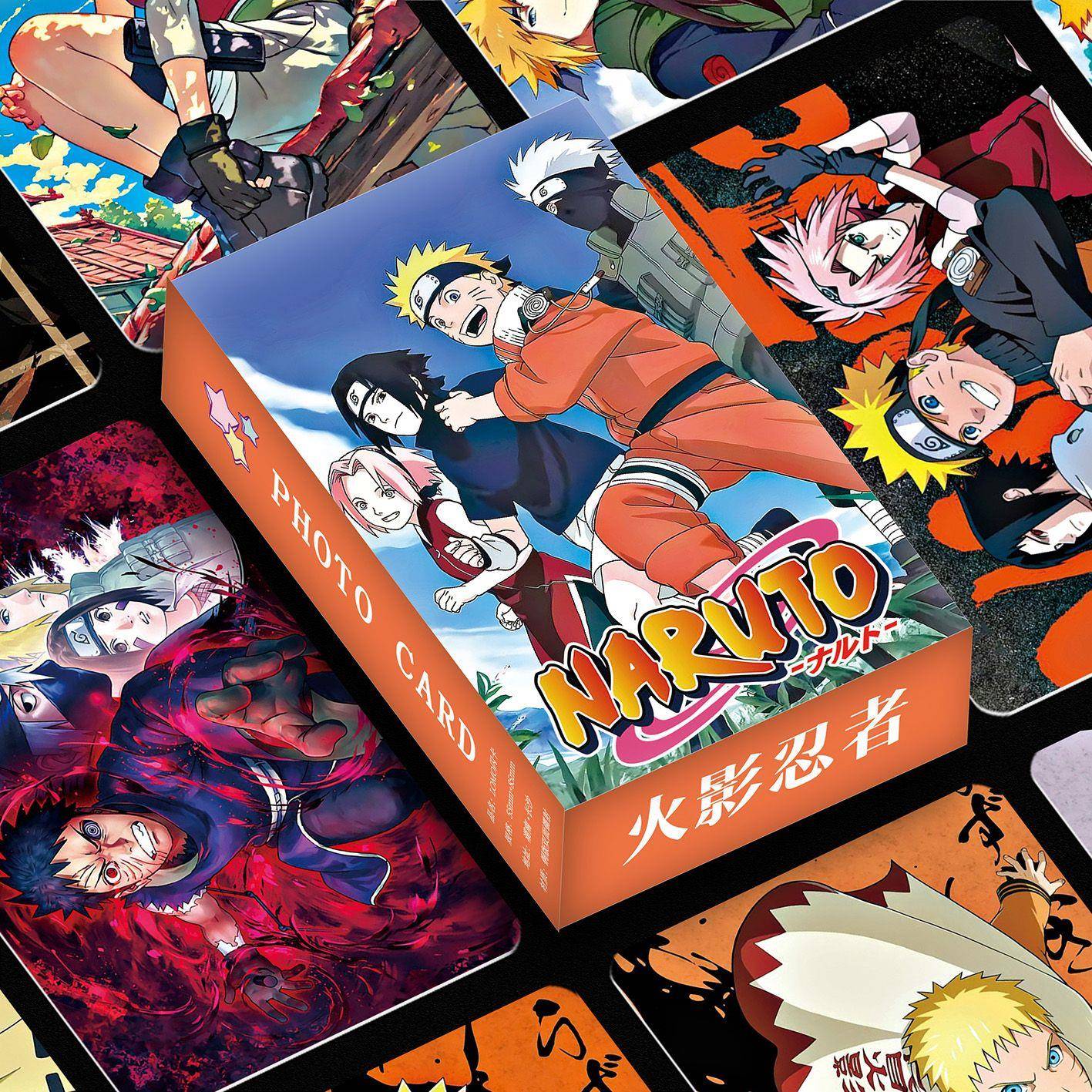 新款火影忍者盒装小卡55张镭射三寸不重覆精美旋涡鸣人佐助小樱高