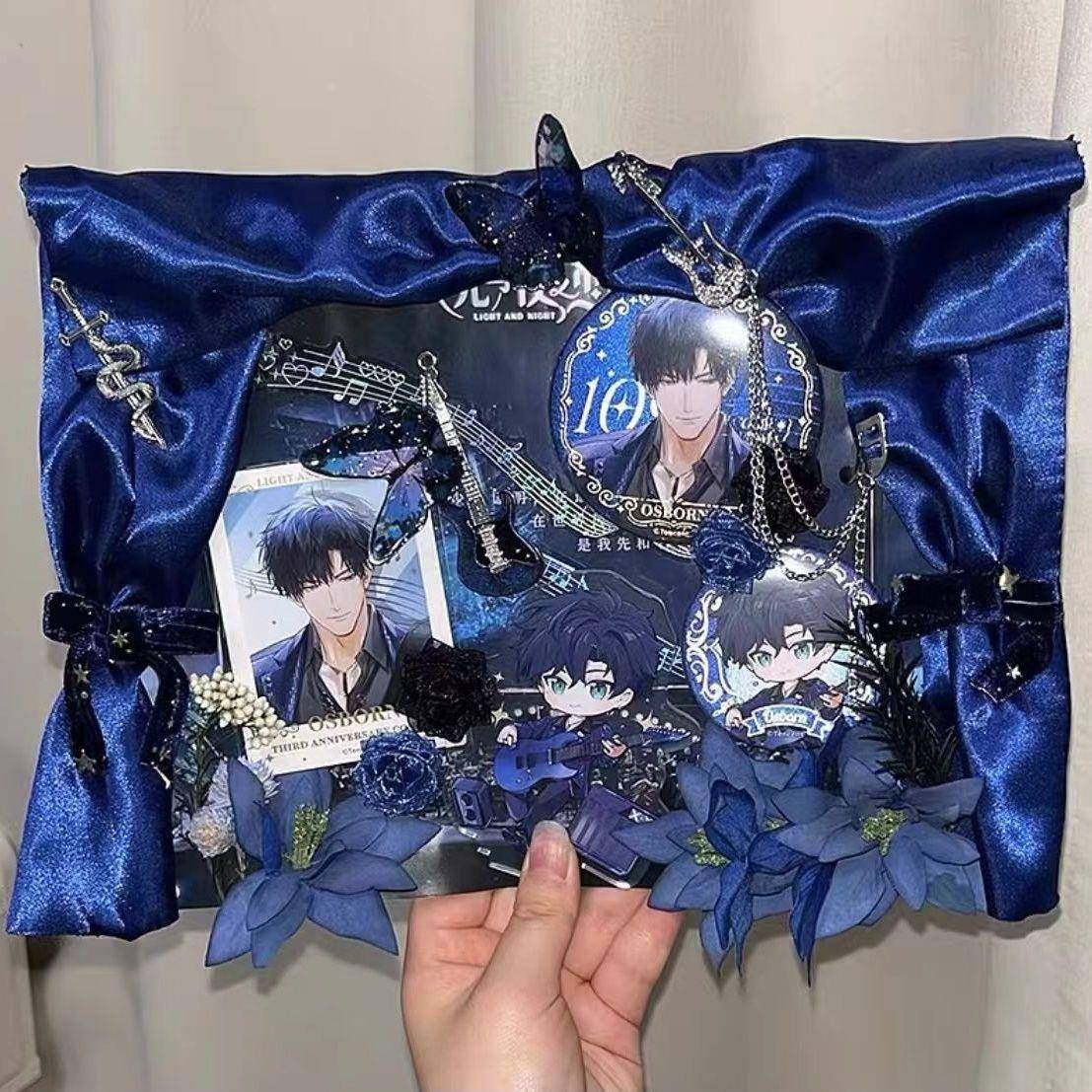 痛包diy材料黑红二次元风懒人扎板背景纸黑白背景板成品全套代扎