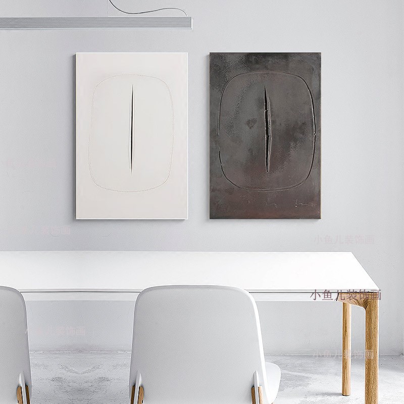 卢奇欧封塔纳现代抽象艺术装饰画客厅玄关酒N吧走廊挂画办公室壁图片