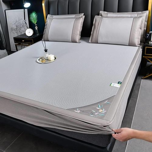 抗菌凉感冰丝凉席三件套夏季家用可水洗机洗床席床笠款空调软席子