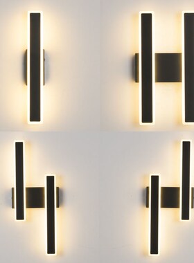 北欧极简壁灯卧室客厅背景墙灯现代简约床头过道ledY长条创意灯具