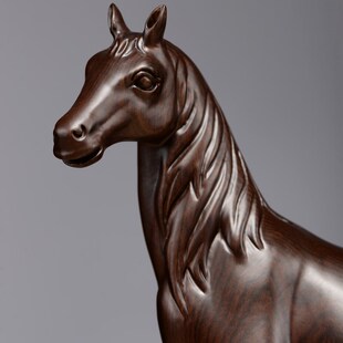 实木马摆件中式木质工艺品黑檀花梨木雕J刻马到成功办公室隔断招