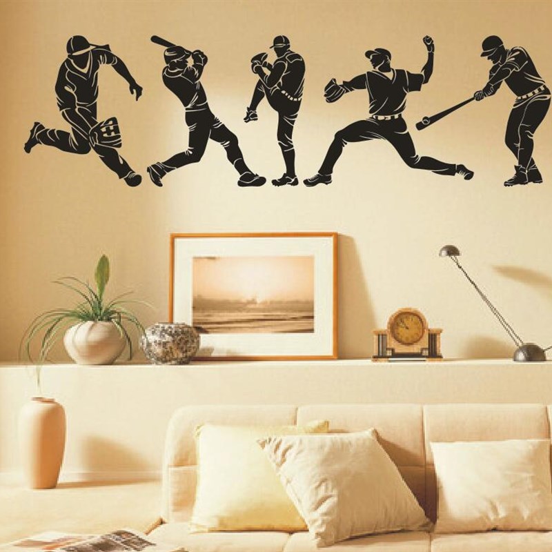 棒球剪影  学生宿舍酒吧健身房餐厅M家居主题装饰墙贴纸画