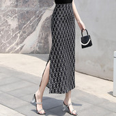 半身裙女夏长款 高腰包臀裙开叉一步裙显瘦半身长裙碎花雪纺裙子