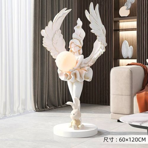 法式复古天使女孩客厅落地摆件家居饰品电视柜沙发旁灯乔迁礼物