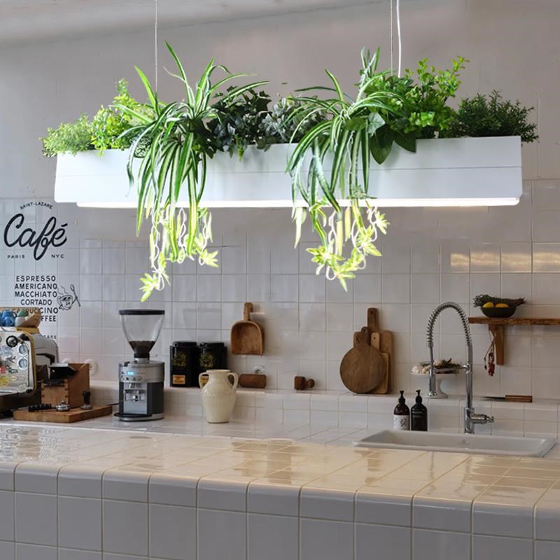花植物餐厅吊灯吧台长餐桌灯咖啡厅阳光房简约森系绿植景观创意灯