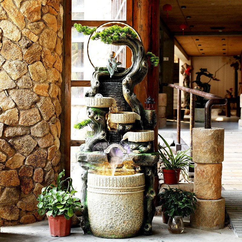 创意中式禅意流水喷泉招财摆件客厅玄关办公室内循环水风水加湿器