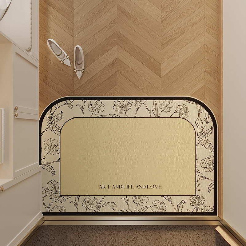 入户门地垫可擦免洗轻奢高级复古进门垫子脚垫可裁剪pvc皮革地毯