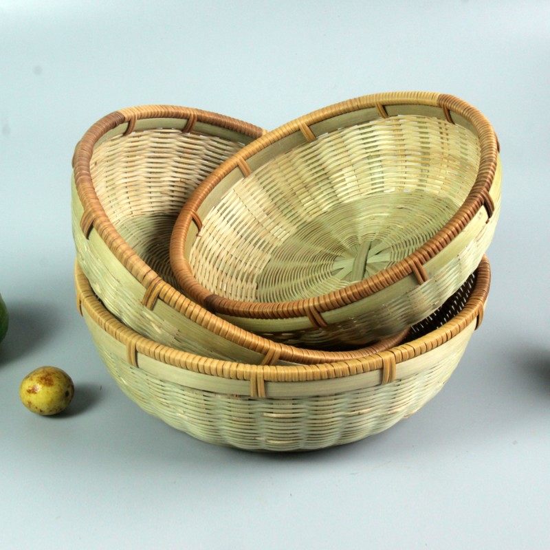 竹制品特色藤口包边水果篮子竹编平底藤口三件套 零碎创意收纳篮,特色手工艺,竹编/竹雕,淘宝优惠券,粉丝福利购,淘宝优惠卷