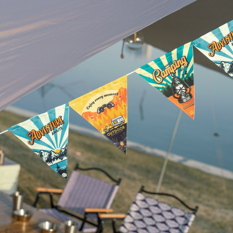 天幕帐篷氛围旗户外彩色露营三角旗营地旗定制盾旗装饰野营旗帜用