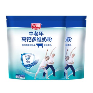 光明中老年高钙多维奶粉400g早餐冲泡营养老人牛奶粉16小袋装奶粉