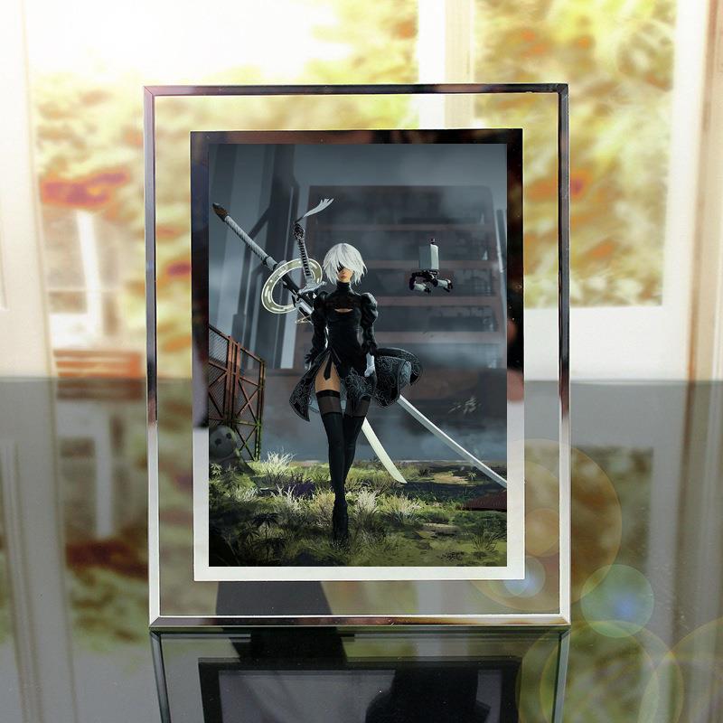 尼尔机械纪水晶相框 含6寸照片牛皮纸包装动元漫周边玻璃摆台画框