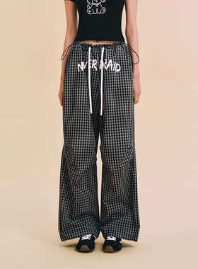 【DNA官方】格子休闲裤子女2025年秋格纹时尚百搭直筒裤阔腿长裤