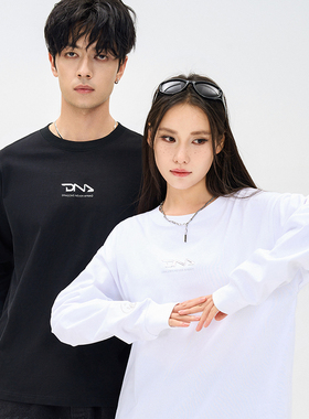 DNA官方旗舰店圆领长袖t恤女春秋季打底衫高周波印花百搭刺绣上衣