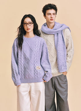 【DNA官方】绞花毛衣情侣款套头衫韩系氛围感加厚麻花纹毛线上衣