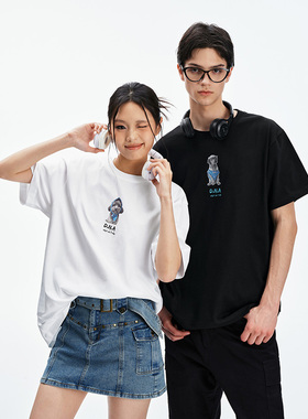 【明星同款】DNA短袖t恤25年夏季情侣潮流宽松上衣宠物图案打底衫