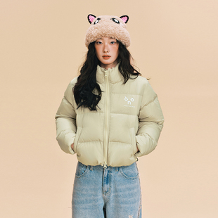 羽绒服25年秋冬立领面包服90%白鸭绒保暖外套女 短款 DNA官方