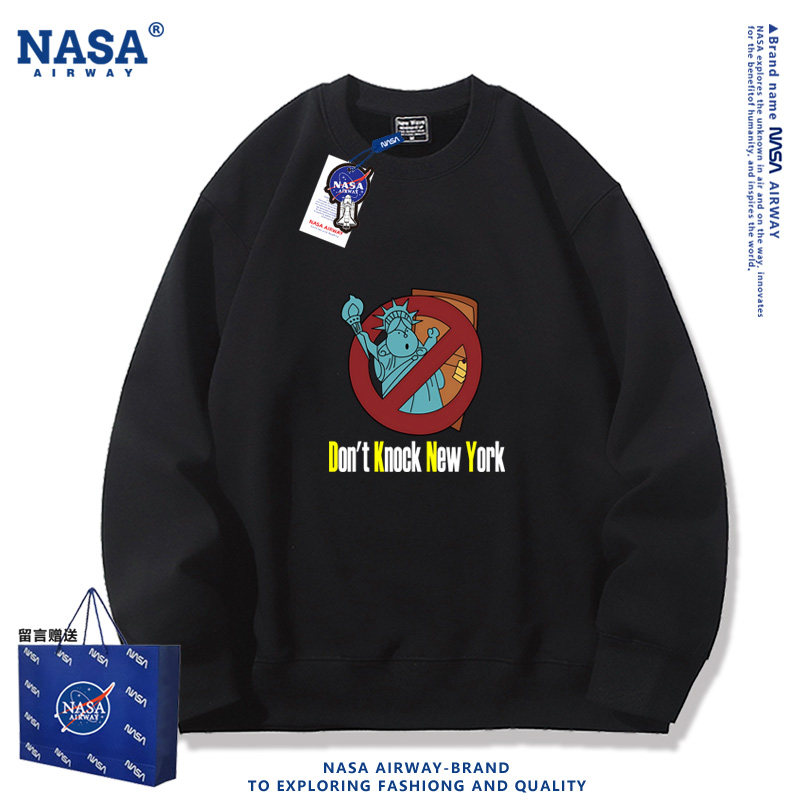 NASA AW求婚大作战dont knock newyork美国自由女神圆领卫衣加绒