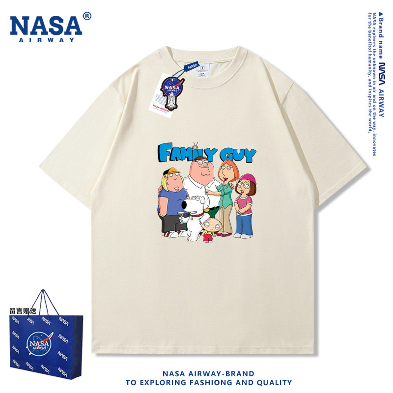 NASA AW恶搞之家盖酷家族饺子布莱恩男女纯棉短袖T恤夏季半袖上衣图片