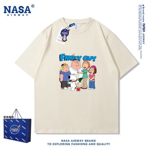 NASA AW恶搞之家盖酷家族饺子布莱恩男女纯棉短袖T恤夏季半袖上衣