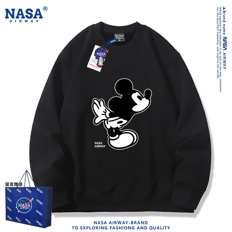 NASA联名美式复古米老鼠米奇动漫卡通图案周边圆领卫衣男女春秋款