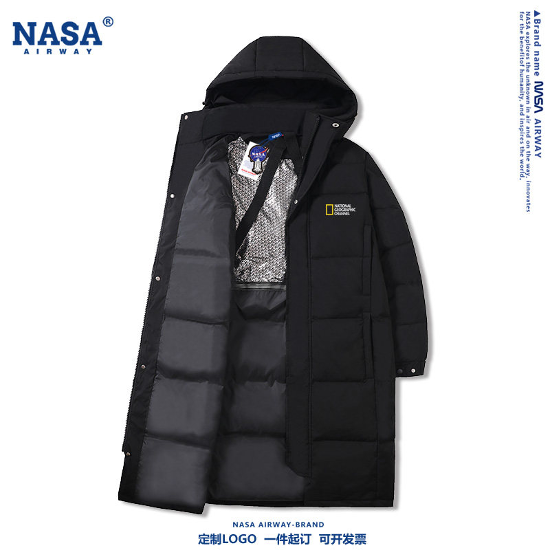 NASA联名美国国家地理杂志摄影摄像协会旅游户外频道羽绒服中长款