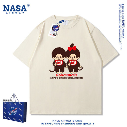 NASA AW蒙奇奇Monchhichi周边卡通图案同款纯棉短袖T恤夏季半袖潮