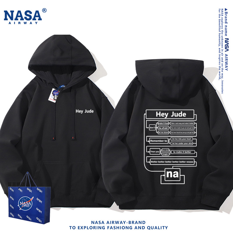NASA联名Hey Jude思维导图创意设计感趣味连帽卫衣男女秋冬上衣服