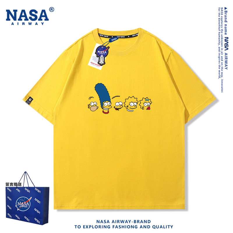 NASA AW辛普森一家卡通图案潮牌男女生纯棉短袖T恤夏季半袖上衣服