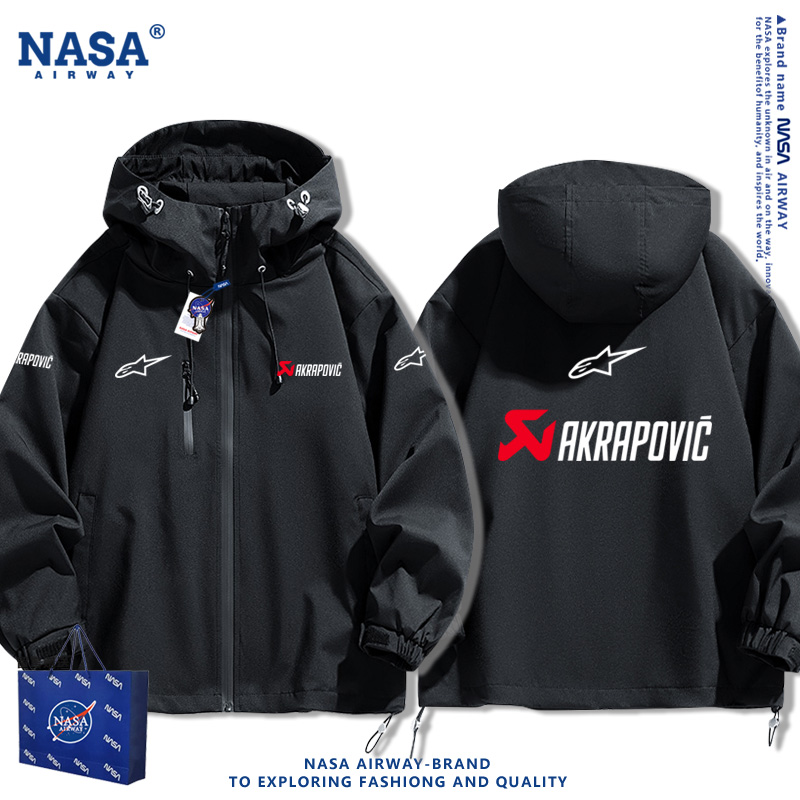 NASA联名a星天蝎联名摩托车骑行周边同款连帽冲锋衣男女外套夹克
