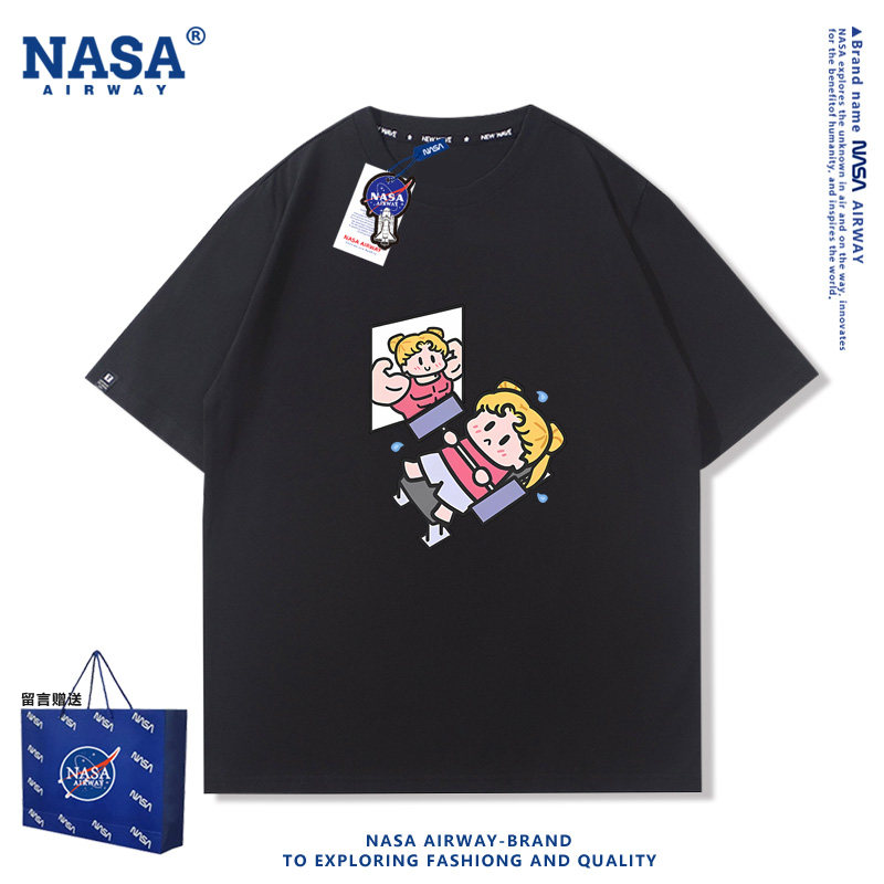 NASA联名美少女战士健身举铁运动男女纯棉短袖T恤半袖夏季上衣服