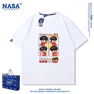 T恤夏 王楚钦周边巴黎莎头组合乒乓球男女纯棉短袖 NASA AW孙颖莎