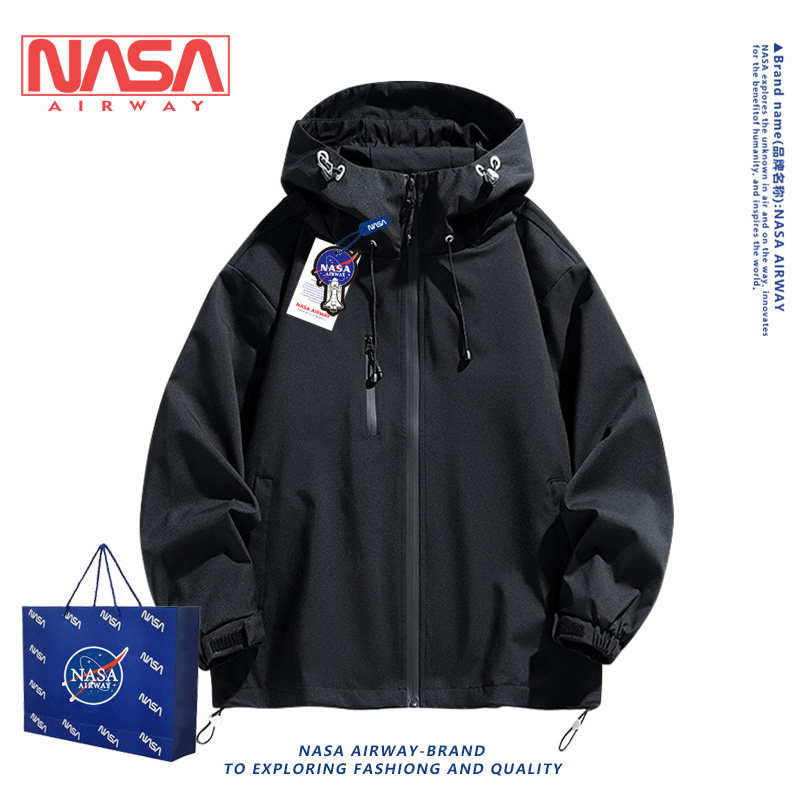 NASA旗舰潮牌连帽冲锋衣夹克