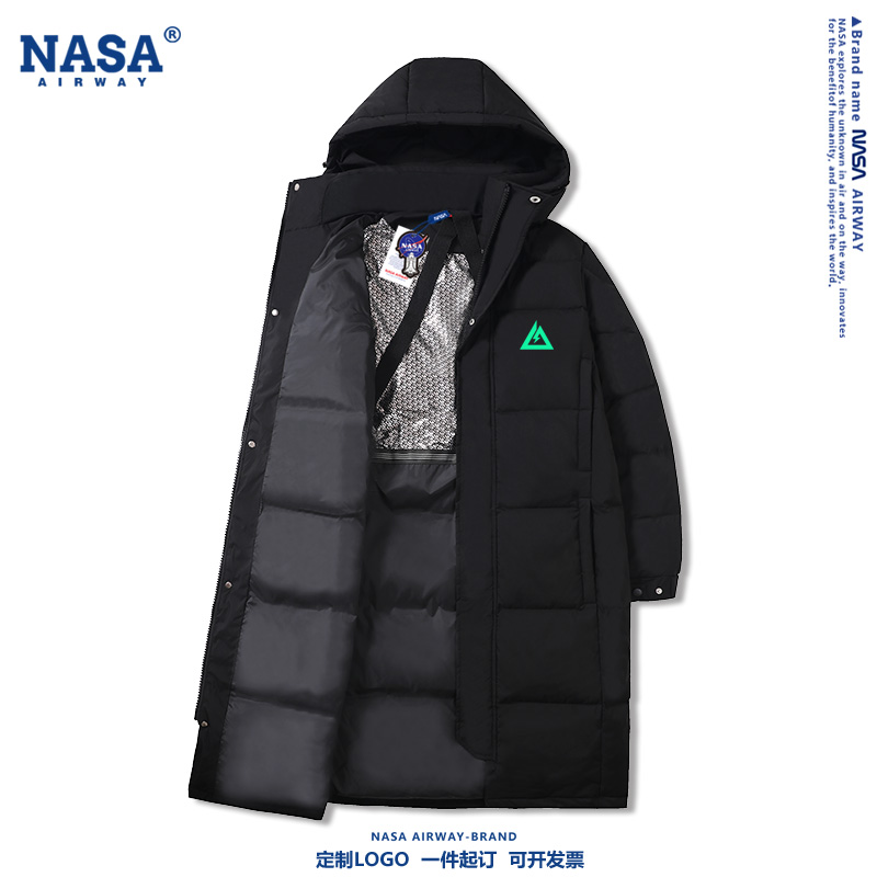 NASA联名三角洲行动游戏周边男女连帽羽绒服秋冬中长款外套上衣服